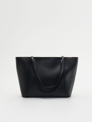 Black Reserved Faux Leather Women's Bags | NZWP-80267