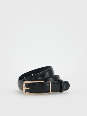 Black Reserved Leather Women's Belts | LGXS-25819