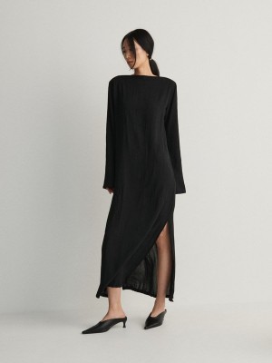 Black Reserved Maxi Women's Dress | LFSD-24509