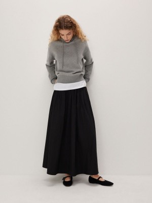 Black Reserved Maxi Women's Skirts | HJZG-90687