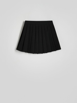 Black Reserved Minibox Pleats Women's Skirts | QDBH-31247