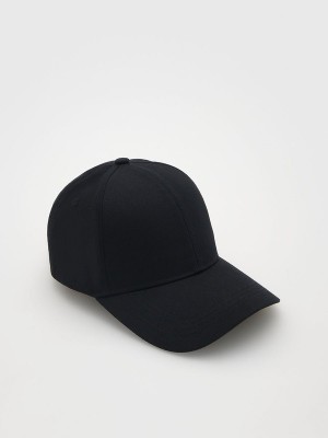 Black Reserved Peaked Men's Caps | EVID-21740