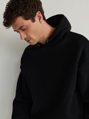 Black Reserved Plain Men's Sweatshirts | BXHM-89162