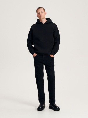 Black Reserved Plain Men's Sweatshirts | ZLIM-63172