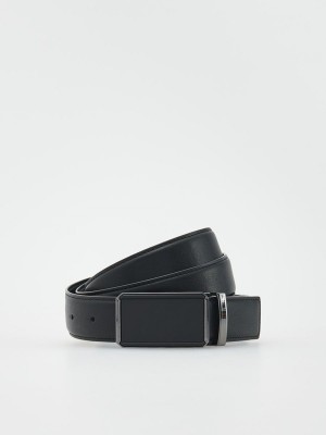 Black Reserved Plainbuckle Men's Belts | WQPZ-34829