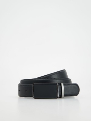 Black Reserved Plaindecorative Buckle Men's Belts | FDLQ-71058