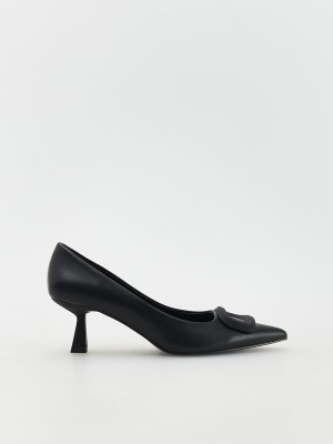 Black Reserved Pumps Women's Heels | GRIO-67398