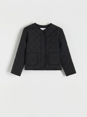 Black Reserved Quilted Girls' Jackets | UKZD-06128