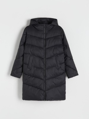 Black Reserved Quilted Women's Coats | UTDF-93741