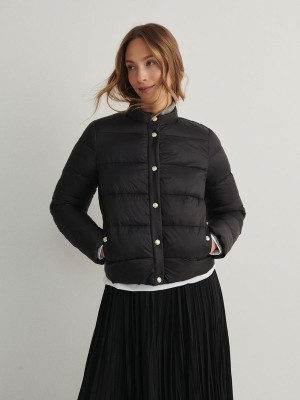 Black Reserved Quilted Women's Jackets | BHCY-61749