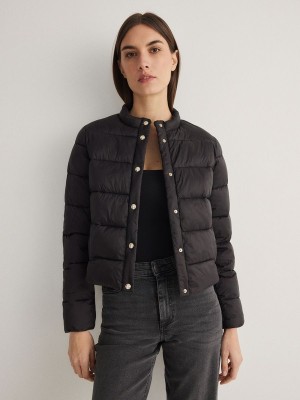 Black Reserved Quilted Women's Jackets | FYPB-86974