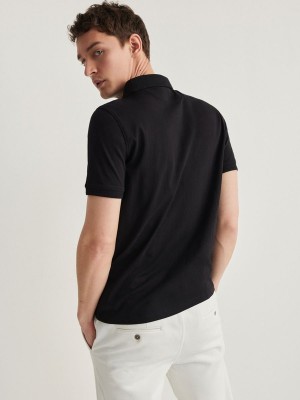 Black Reserved Regular Fit Men's Polo Shirts | UEWB-25918