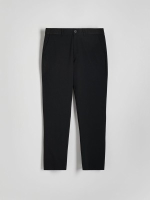 Black Reserved Slim Men's Trousers | RXFN-32894