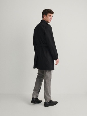 Black Reserved Trench With Men's Coats | HGAL-87569