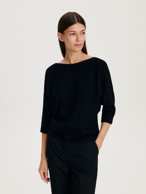 Black Reserved Viscose Rich Top Women's Sweaters | BVPA-46530