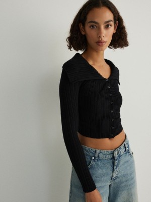 Black Reserved Viscose Rich Women's Sweaters | FHNL-03891