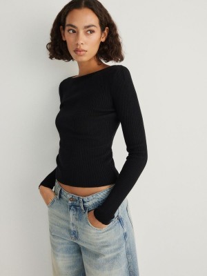 Black Reserved Viscose Rich Women's Sweaters | BWYK-53694