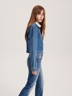 Blue Reserved Boyfriend Slim Women's Jeans | NCPU-69354