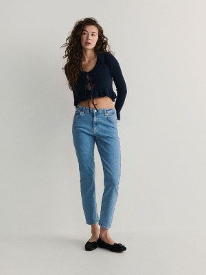 Blue Reserved Boyfriend Slim Women's Jeans | DJQV-26497