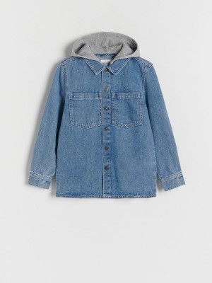 Blue Reserved Denim Boys' Shirts | ZSIM-62345