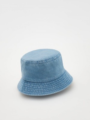 Blue Reserved Denim Bucket Girls' Hats | QOMJ-32874