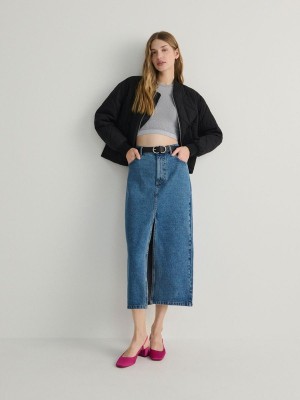 Blue Reserved Denim Midi Women's Skirts | ZPWD-64028