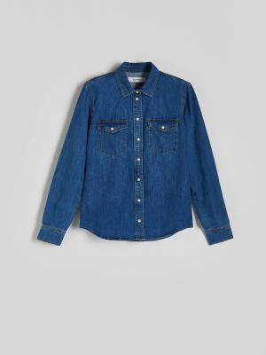 Blue Reserved Denim Women's Shirts | CGRZ-83529