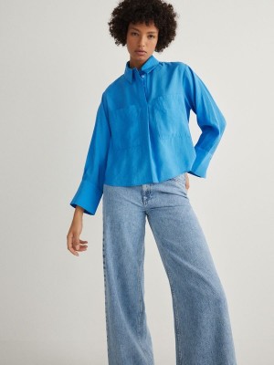 Blue Reserved Modal Rich Women's Shirts | KHLI-20956