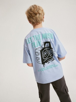 Blue Reserved Oversized T-print Boys' T-shirts | MAJP-50139