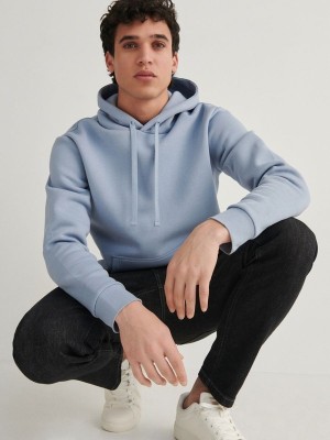 Blue Reserved Plain Men's Sweatshirts | GCFK-45876