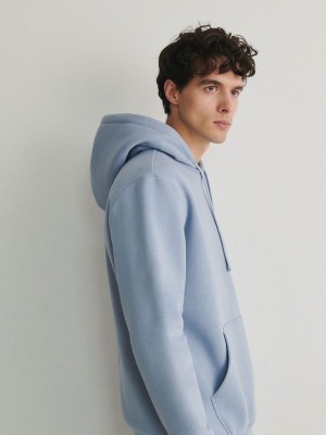 Blue Reserved Plain Men's Sweatshirts | WVZB-45013