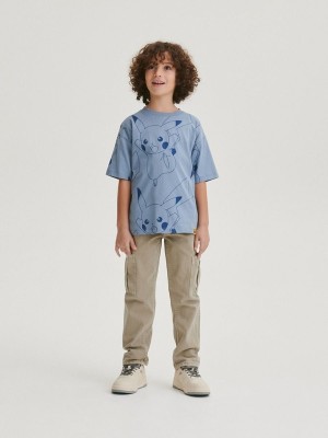 Blue Reserved Pokémon Oversized Boys' T-shirts | CQKZ-38419