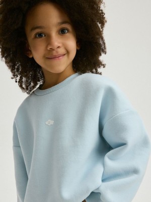 Blue Reserved Printed Girls' Sweatshirts | LGBT-46839