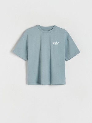 Blue Reserved T-print Boys' T-shirts | FBDM-75608