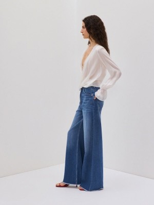 Blue Reserved Wide Leg Women's Jeans | BSYE-24710