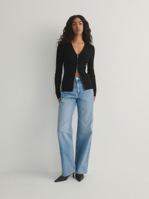 Blue Reserved Wide Leg Women's Jeans | CMDA-24607