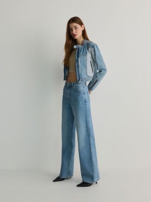 Blue Reserved Wide Leg Women's Jeans | UETK-37609