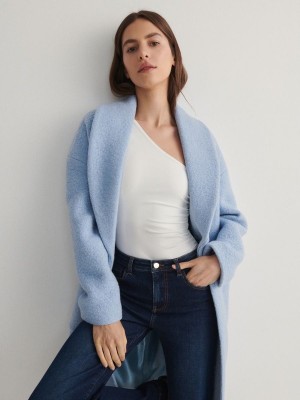 Blue Reserved Wool Women's Coats | QZEI-85692