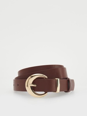 Brown Reserved Faux Leather Women's Belts | BGRU-81527