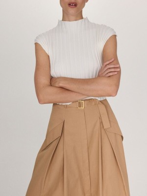 Brown Reserved Midi With Women's Skirts | ZYWK-84517