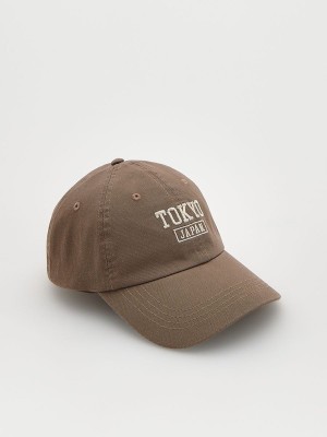 Brown Reserved Peaked Men's Caps | DJKL-01589