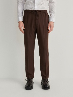 Brown Reserved Slim Joggers Men's Suits | NOIY-80693