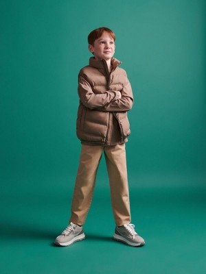 Brown Reserved Stand Up Collar Boys' Jackets | ESLG-40613