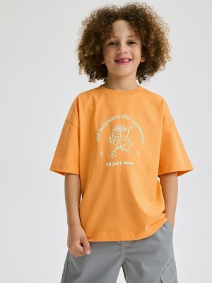 Coral Reserved Oversized Boys' T-shirts | IHAD-39802