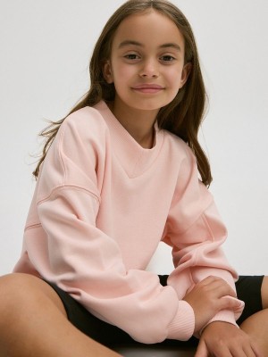 Coral Reserved Plain Cotton Rich Girls' Sweatshirts | ROQN-38971