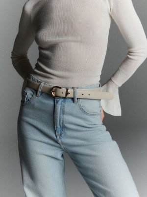 Cream Reserved Beltdecorative Buckle Women's Belts | CHSW-62104