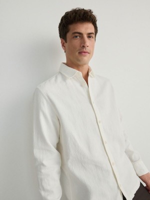 Cream Reserved Boxy Men's Shirts | XYLF-95216