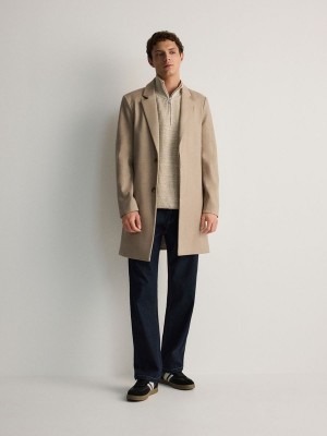 Cream Reserved Classic Men's Coats | XWKJ-51032