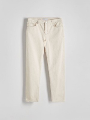 Cream Reserved Loose Men's Jeans | JUIS-58127