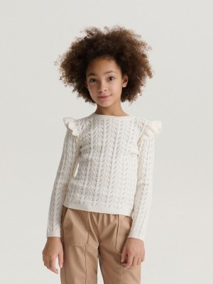 Cream Reserved Openwork Girls' Sweaters | REOT-91563